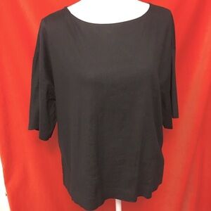 Vince short sleeve linen top black m boxy neutral